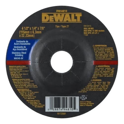 DISCO ABRAS.DESBASTE INO X 4 1/2x1/4x7 DW44810